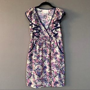 Like New Yumi Kim Ruffle Neck Printed Dress